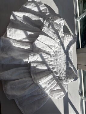White Smocked Ruffled skirt with built in shorts worn once